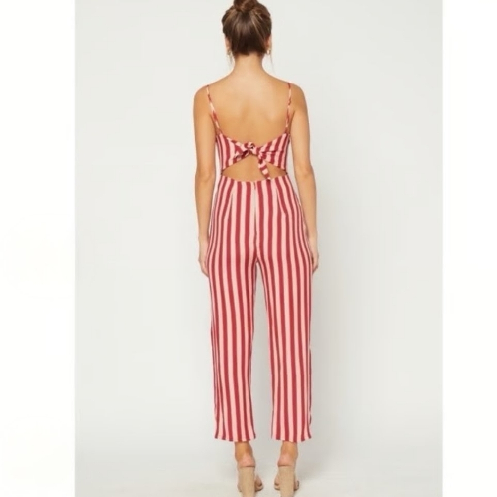 Flynn Skye Made In USA Women's Jumpsuit romper Size M, Striped Pink Burgundy